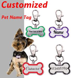개인 맞춤 이름 강아지 인식표 뼈 모양 레이저 각인 텍스트 반려동물 인식표 분실 방지 펜던트 번호 맞춤 텍스트 강아지 인식표