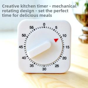 주방 타이머, 기계식 회전 타이머, 학생 문제 해결용, 귀여운 주방용 창의적인 사각형 알람 시계, 배터리 필요 없음
