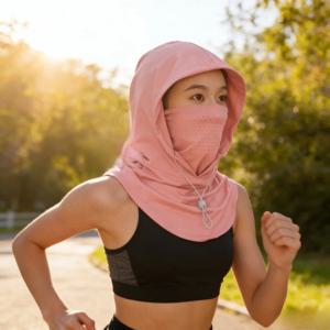 여성용 여름 풀페이스 헤드기어, 새로운 아이스 실크 자외선 차단 사이클링 넥 프로텍터 통기성 일체형 선스크린 마스크