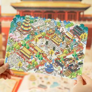 플러스 사이즈 카와이 도시 시리즈 풍경 스티커 미니어처 장면 3D 하우스 장난감 창의적인 콜라주 DIY 스크랩북 스태킹 스티커