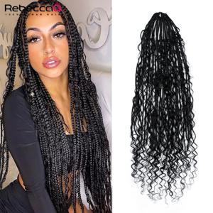 노트리스 크로셰 보헤미안 브레이드 락스 인모 컬리 엔드 프리 루프드 크로셰 뉴 소프트 락스 박스 브레이드 30가닥 레베카