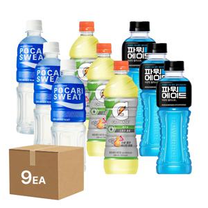 혼합 이온음료 세트 포카리스웨트500ml+파워에이드600ml+게토레이600ml*각3개(총9개)