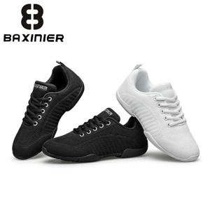 BAXINIER 소녀용 블랙 치어리더 신발 트레이너 통기성 어린이 트레이닝 댄스 슈즈 경량 청소년 치어리더 대회 스니커즈