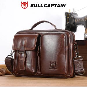 BULLCAPTAIN 새로운 정품 가죽 남성 크로스 바디 가방 남성 서류 가방 메신저 가방 캐주얼 비즈니스 서류 가방 스타일 남성 숄더 백