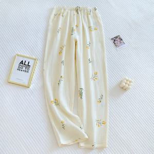 2026 일본 봄/여름 신상 여성 파자마 바지 100% 면 크레이프 바지 달콤하고 귀여운 파자마 여성 루즈 홈 바지