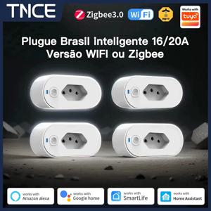 TNCE Tuya 브라질 플러그 16/20A WiFi 또는 Zigbee, 전원 모니터가 있는 소켓, 스마트 라이프 APP 원격 제어, Google 홈 Alexa용 음성
