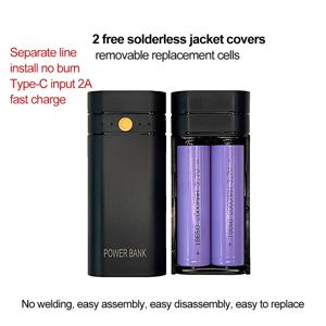 5V 2A 6000mAh 2X 18650 USB 타입-C 배터리 충전기 케이스 전자기기 충전 DIY 배터리 미포함 파워뱅크 박스