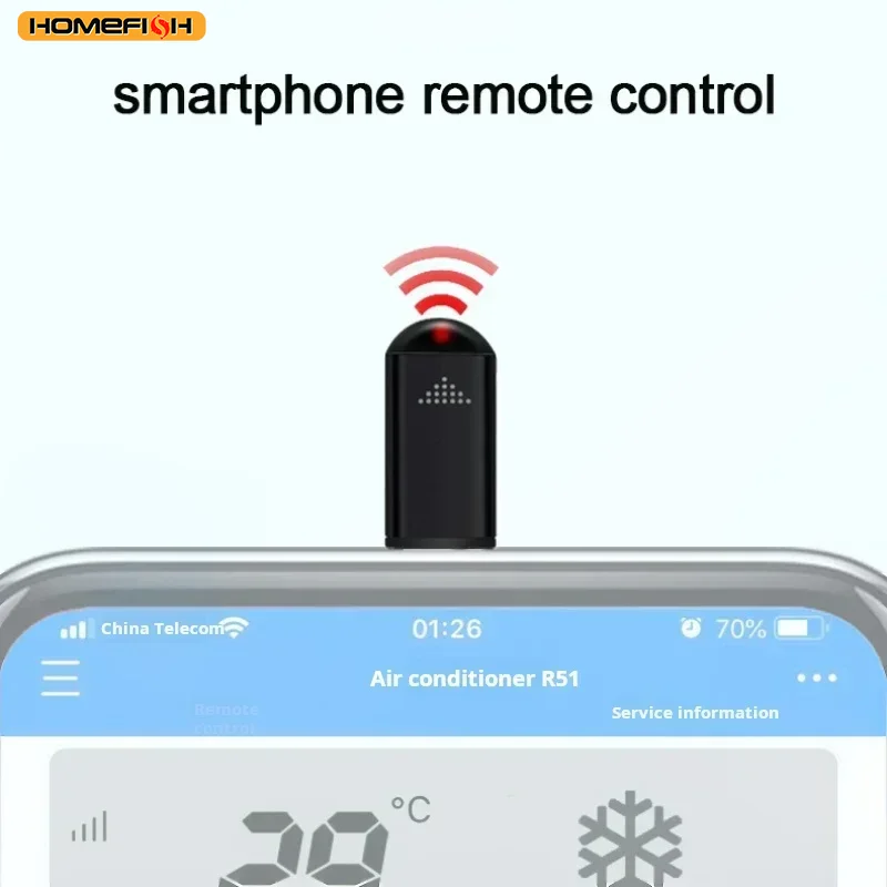 HOMEFISH Type C 스마트폰 적외선 송신기 제어 스마트 앱 제어 어댑터 적외선 리모컨 텔레비전에 적합