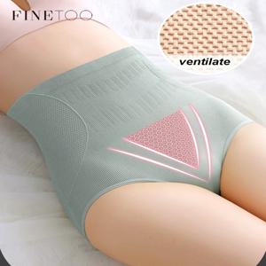 FINETOO 여성 하이 웨이스트 쉐이핑 팬티 통기성 바디 셰이퍼 슬리밍 배 속옷 엉덩이 기중 장치 컨트롤 팬티 Shaperwear