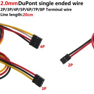 10/5pcs 듀퐁 2.0mm 터미널 20cm 30cm 케이블 단일 헤드 전자 케이블 단일 행 하네스 2.0 피치 2P3P4P5P6P7P8P