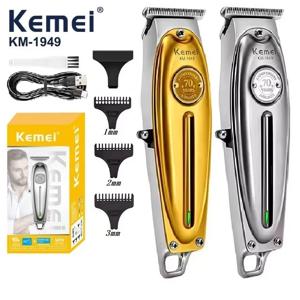 케메이 KM-1949 프로 전기 이발기 풀 메탈 전문가용 헤어 트리머 남성용 수염 헤어 클리퍼 마무리 헤어 커팅 머신