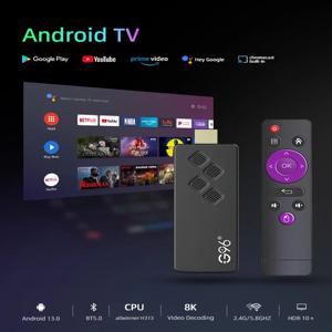 G96 Q2 글로벌 버전 TV 스틱 구글 어시스턴트 안드로이드 13.0 4K Allwinner H313 쿼드 코어 휴대용 스트리밍 미디어 플레이어