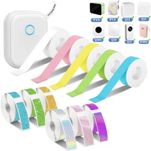 1롤 15mm*7m Q30 D30 D32 D35 접착식 메이커 용지 P12 P15 네임 스티커 롤 티켓 셀프컷 태그 노트 Q32 Q35용