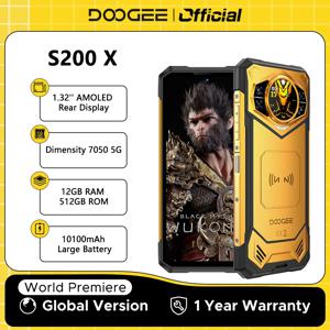 월드 프리미어 DOOGEE S200 X 5G 12GB 512GB 견고한 전화 MTK 크기 7050 10100mAh 배터리 33W 6.72인치 FHD+120Hz IPS 화면