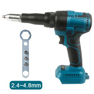 브러시리스 전기 리벳 건 2.4 ~ 4.8mm 리벳 너트 건 Makita 18V 배터리 용 LED 조명이있는 자동 리벳 팅 도구 배터리 없음