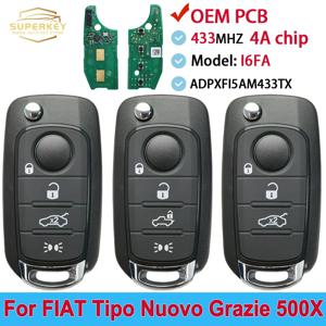 SUPERKEY OEM PCB 플립 원격 자동차 키 433Mhz 4A 칩 FIAT TIPO Toro 500X Nuovo Grazie 2016 2017 2018 2ADPXFI5AM433TX