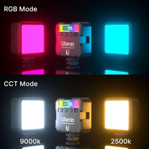 울란지 VL49 풀컬러 RGB LED 비디오 조명 2500K-9000K 800LUX 마그네틱 미니 필 콜드슈 카메라 조명 (라이브 스트리밍, 브이로그 촬영용)