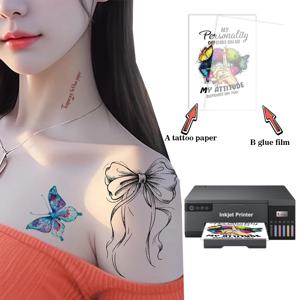 A4 사이즈 레이저 및 잉크젯 프린터용 투명 타투 용지, 프린팅 가능한 임시 타투 스티커