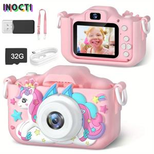 INOCTI 키즈 카메라, 유아용 디지털 비디오 카메라, 3 4 5 6 7 8 9 10세 여아 남아 크리스마스 생일 선물 장난감