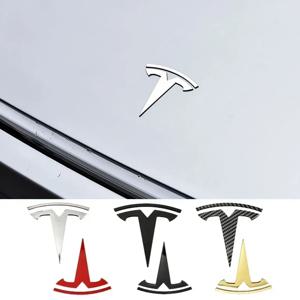 테슬라 모델 3 모델 Y 아연 합금 자동차 앞 후드 로고 스티커 스타일링 자동차 바디 리어 트렁크 엠블럼 라디안 액세서리 포함