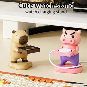 애플 워치용 창의적인 만화 시계 스탠드 귀여운 돼지 디자인 시계 브래킷 베이스 홀더 데스크탑 나이트스탠드 시계 디스플레이