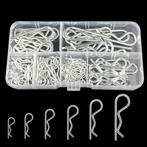 100/125Pcs R 형 코터 핀 세트 키트 웨이브 래치 볼트 잠금 분할 클립 히치 핀 M1 M1.2 M1.5 M1.8 M2 M2.5 M3 상자에 정렬