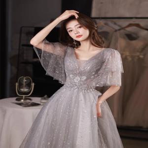 우아한 롱 이브닝 가운 여성 스타일 생일 파티 호스트 슈퍼 페어리 테일 하이엔드 럭셔리 성인 행사용 A라인 스커트