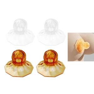 평평하거나 뒤집힌 유두를 위한 PP 보관함이 있는 유두 교정기 2개, 부드러운 실리콘 유두 흡입기 보조기구