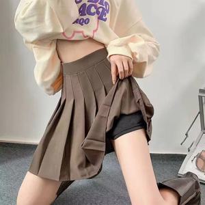 가을 겨울 신상 플리츠 스커트 여성 하프 스커트 한국 스타일 하이웨이스트 슬림 미니 스커트 프레피 스타일 사이드 지퍼 A라인 스커트