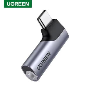 UGREEN USB C to 3.5mm 직각 오디오 어댑터 헤드폰 이어폰 AUX 마이크 잭 어댑터 USB C 90도 삼성 아이패드용