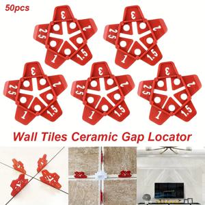 50개 5 in 1 타일 스페이서 플라스틱 세라믹 갭 로케이터 크로스 5가지 사양 재사용 가능한 바닥 평탄화용 건설 도구
