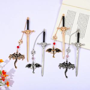 판타지 금속 드래곤 검 책갈피 드래곤 팬을위한 독서 액세서리 여성 독자를위한 판타지 선물