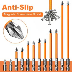 미끄럼 방지 자석 스크루드라이버 비트 세트 S2 합금강 내충격성 육각 샹크 합금강 비트 전동 공구용