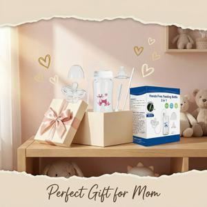 새로운 3-in-1 핸즈프리 300ml 와이드넥 젖병 세트: 젖꼭지, 젖병, 보관병, 중력볼 디자인, 간편한 수유