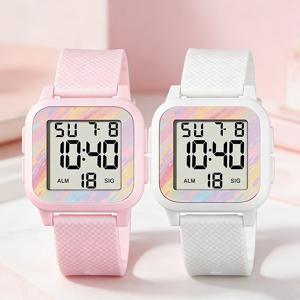 MAYZHISU 스포츠 전자 시계 세트 남성 여성 캐주얼 커플 시계 방수 빛나는 초박형 손목 시계 시계 선물