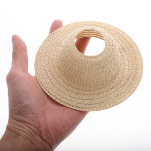 미니어처 짠 밀짚 모자 13cm 인형 집 드레스업용 수제 보호 액세서리 우아한 리본 장식 공예 모자