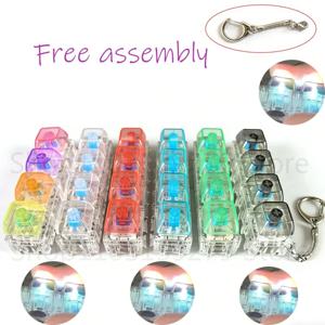 LED 무료 조립 키보드 키체인 피젯 토이 크리스탈 클리커 감각 장난감 스트레스 해소 키보드 키체인 성인 어린이 장난감