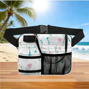 여성용 열대 꽃무늬 허리 가방, 조절 가능한 스트랩이 있는 멀티 포켓 간호사 유틸리티 벨트 가방, B용 방수 정리 파우치