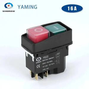YCZ2 전자기 스위치 4/5 핀 110V/220V 순간(리셋) 켜기 끄기 빨간색/녹색 푸시 버튼 비상 정지 KJD17 교체