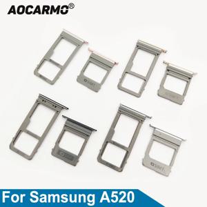 Aocarmo 듀얼 및 싱글 SIM 카드, 마이크로 SD 홀더, 나노 SIM 카드 트레이 슬롯 교체 부품, 삼성 갤럭시 A5 (2017) A520 A7 A720