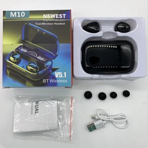 신제품 M10 이어폰 무선 헤드셋 고품질 완벽한 사운드 이어버드 스포츠 게임 음악 BT 헤드폰 파워뱅크 포함
