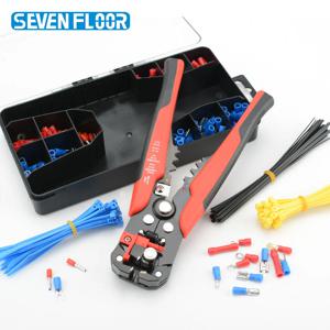자체 조정 와이어 스트리퍼 케이블 커터 키트 전기 기사 압착 도구 세트 케이스 다기능 스트리핑 펜치