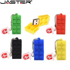 JASTER USB 플래시 드라이브 2.0 5가지 색상 실리콘 빌딩 블록 모델 64GB 펜 드라이브 32GB 16GB 메모리 스틱 128M 8GB 4GB 128GB