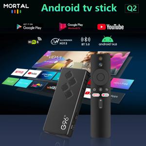 Mortal Android 14 4K 1080P HDMI 호환 ATV 미니 TV 스틱 Q2 Wifi6 BT5.0 Allwinner H313 Google Voice 미디어 플레이어 스마트 TV 박스