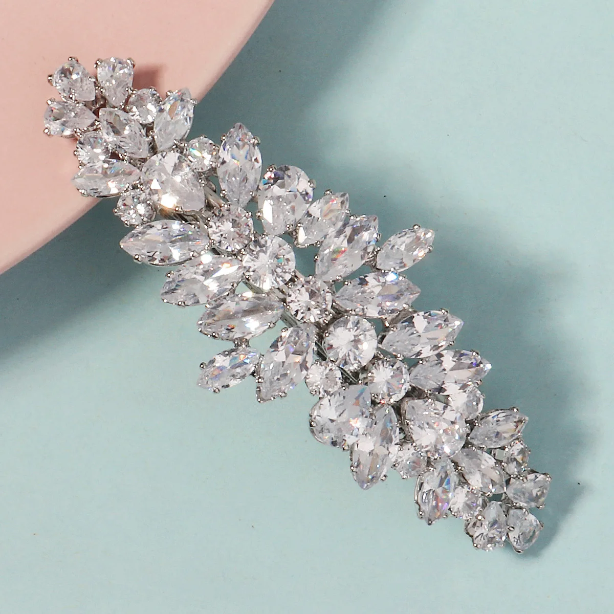 여자와 여자를위한 새로운 실버 반짝 이는 지르코니아 작은 헤어 클립 웨딩 신부 보석 액세서리 머리핀 머리 장식 헤드 피스