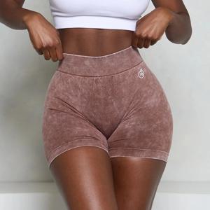 여성 부랑자 산성 워시 낮은 V-BACK Scrunch 엉덩이 반바지 여성 원활한 스포츠 반바지 여성 V 자형 엉덩이 체육관 사이클링 탄성 스타킹