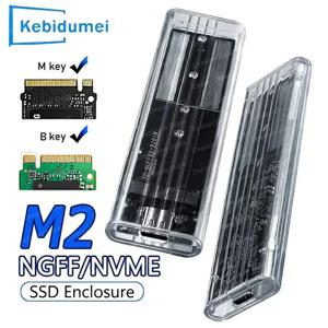 M2 SSD 케이스 NVME SATA SSD 인클로저 USB A-C 투명 10Gbps 솔리드 스테이트 드라이브 외부 어댑터 지원 M/M+B 키용 UASP