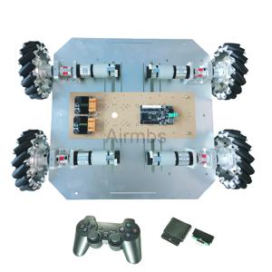 PS2 제어 80KG 하중 4WD 메카넘 휠 로봇카 아두이노 메가2560용 DC 24V 엔코더 모터 속도 제어 ROS 플랫폼