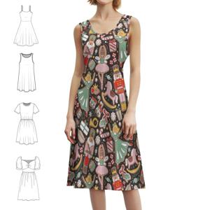 너트 크래커 발레 진저브레드 맛있는 비스킷 / / 보헤미안 민소매 드레스 여성용 프린트 비치 파티 드레스 너트 크래커