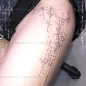 여성 남성용 허벌 스타 태슬 임시 타투, 허벅지 섹시 검 디자인 방수 가짜 타투 스티커 펑크 아트 타투